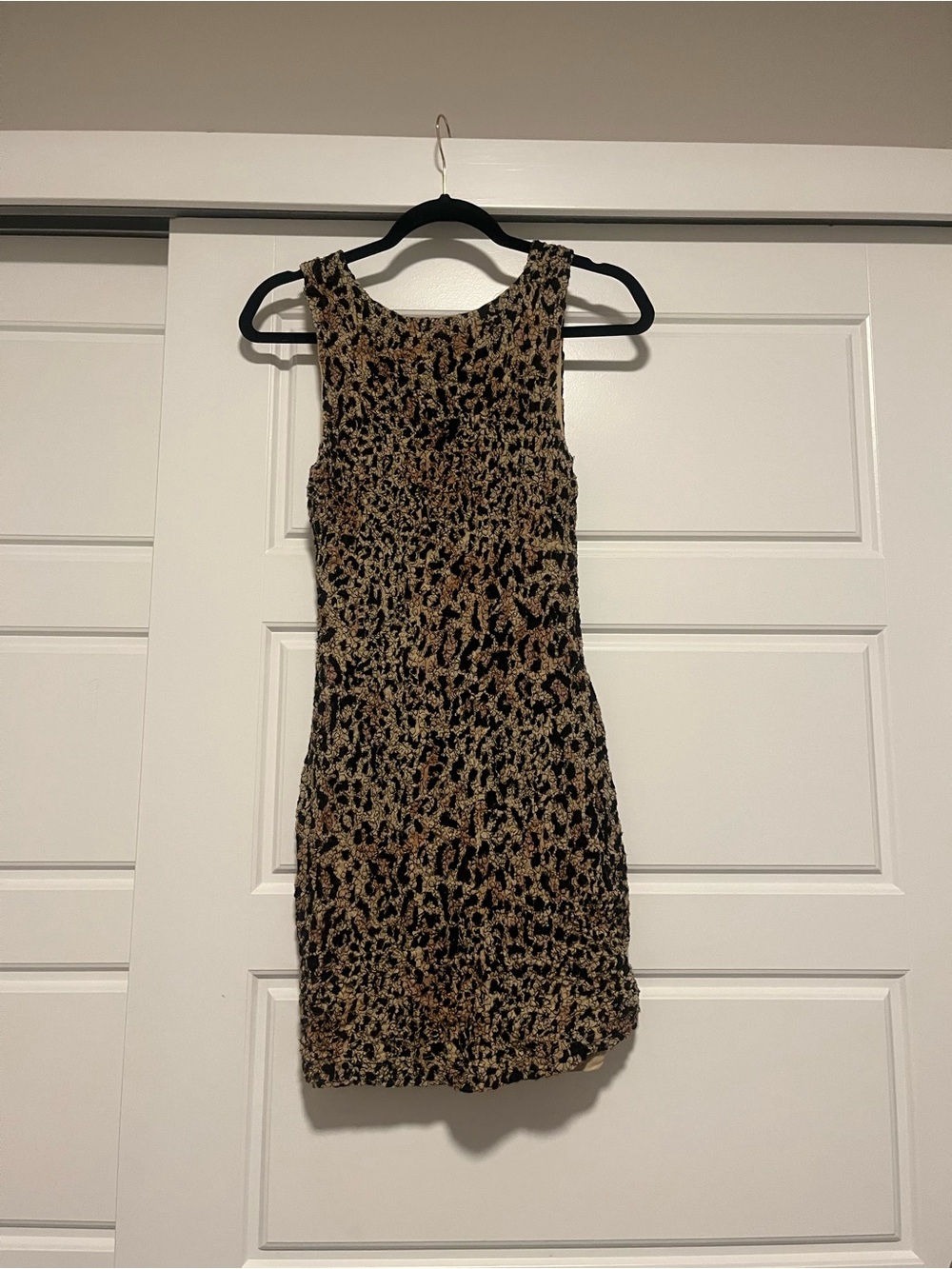 Free People Leopard Print Backless Bodycon Dress - Beige and Black